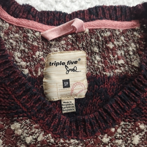 Triple Five Soul Striped Wool Blend Marled Sweater sz S - Picture 6 of 8